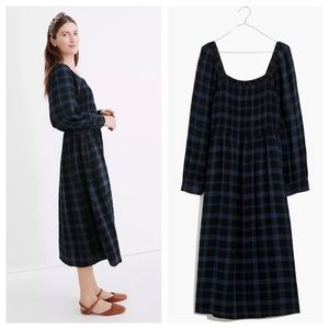 NWT Madewell Lightspun Lucie Long-Sleeve Smocked Midi Dress in Livonia Plaid